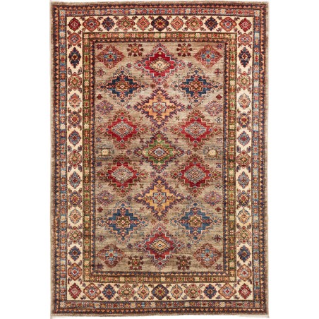 Tappeto Kazak Fine Pakistan bianco grigio 126x184