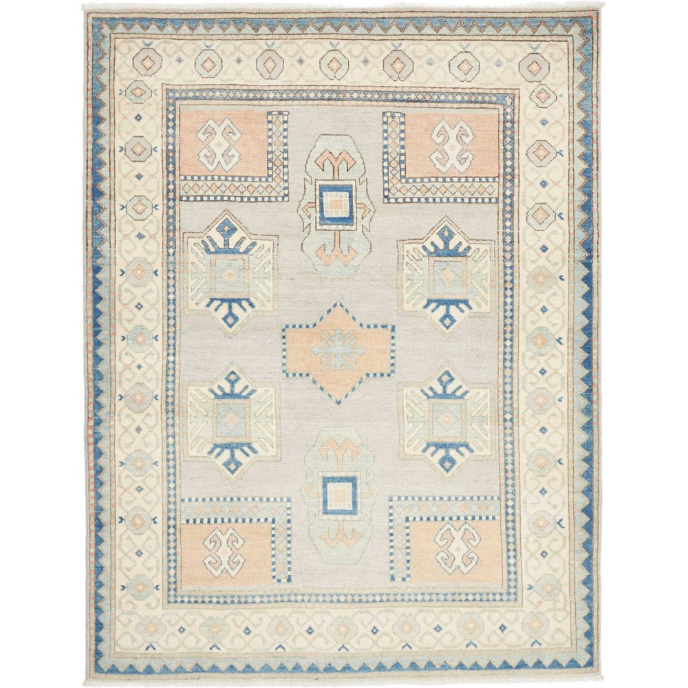Tappeto Kazak Afghanistan bianco grigio 150x197