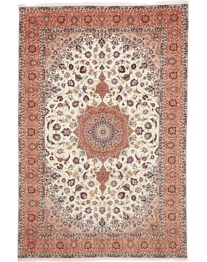 Tappeto Tabriz 50 Raj Persia bianco marrone 202x307