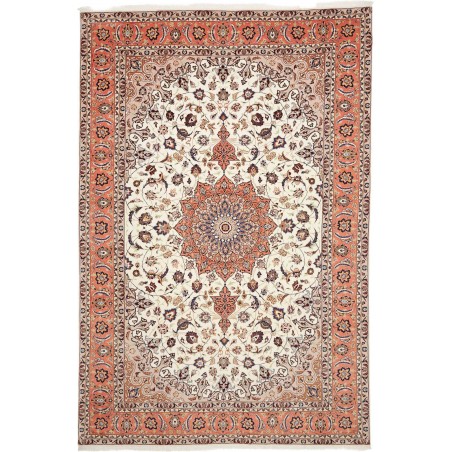 Tappeto Tabriz 50 Raj Persia bianco marrone 202x307