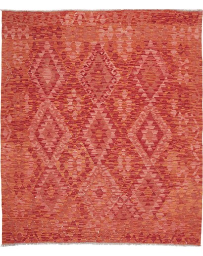 Tappeto Kilim Afghanistan rosso arancione 160x195