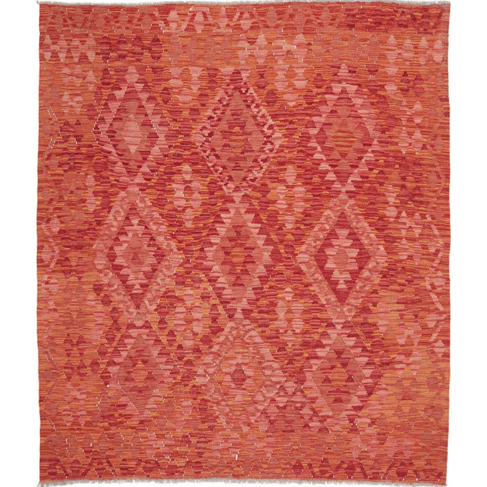 Tappeto Kilim Afghanistan rosso arancione 160x195