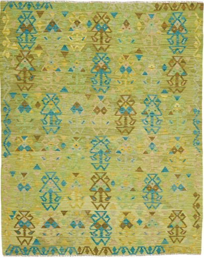 Tappeto Kilim Afghanistan marrone verde 155x197