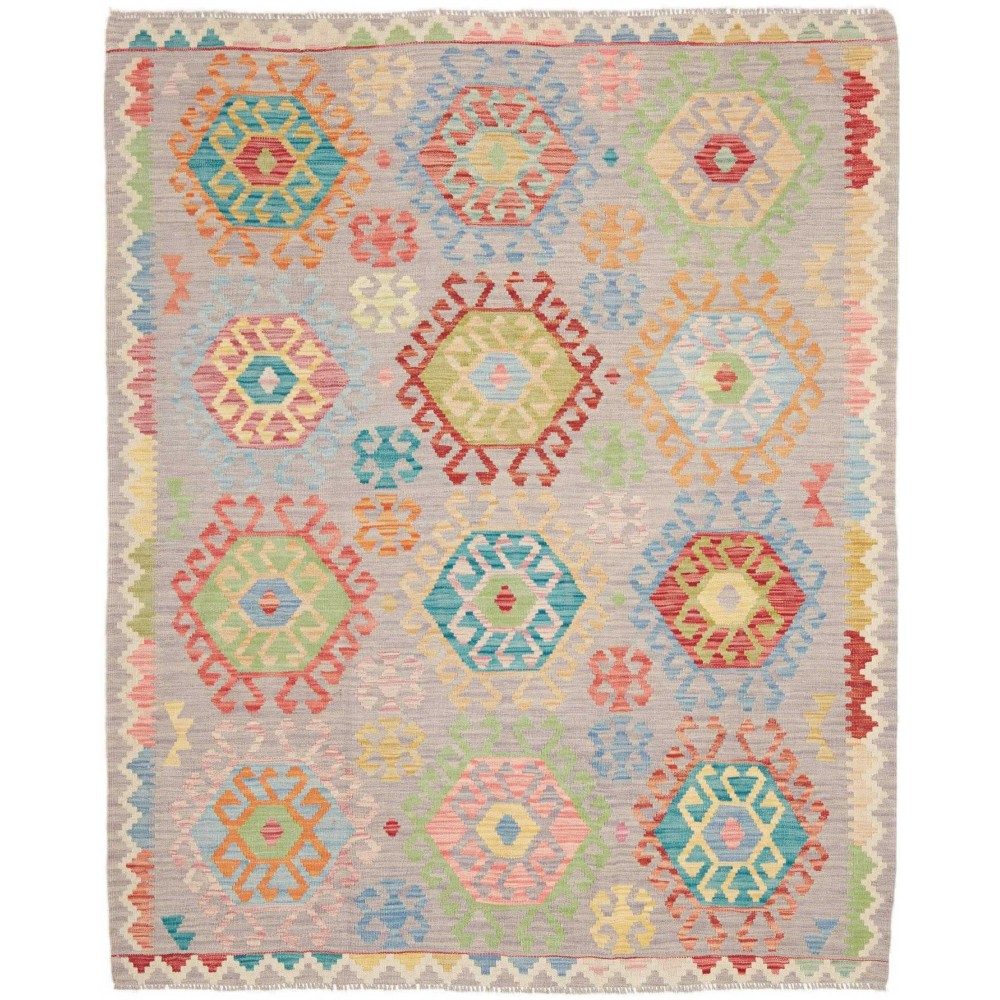 Tappeto Kilim Afghanistan marrone blu 154x189