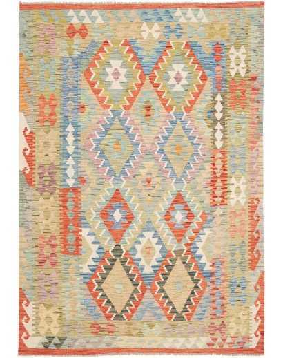 Tappeto Kilim Afghanistan marrone azzurro 152x214