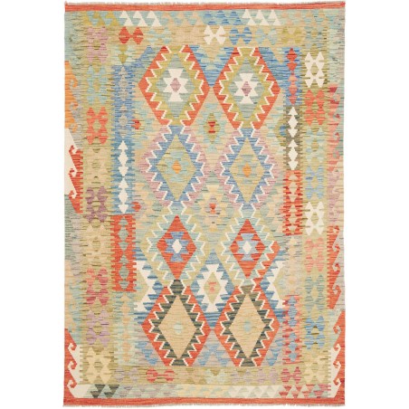Tappeto Kilim Afghanistan marrone azzurro 152x214