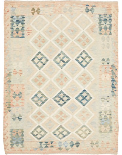 Tappeto Kilim Afghanistan bianco azzurro 152x199