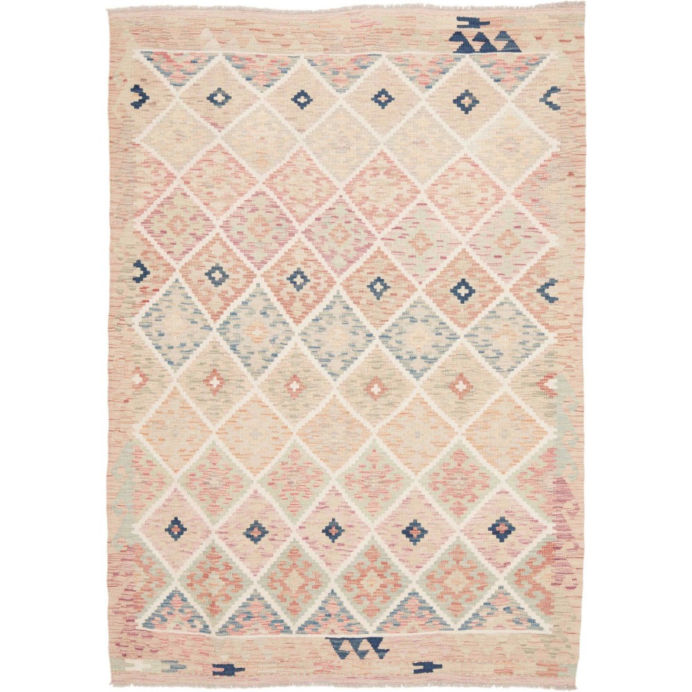 Tappeto Kilim Afghanistan giallo azzurro 150x210