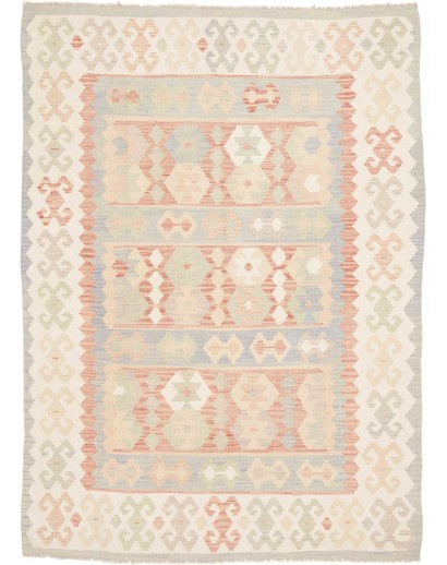 Tappeto Kilim Afghanistan bianco marrone 148x203