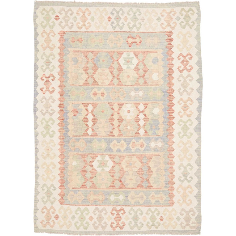 Tappeto Kilim Afghanistan bianco marrone 148x203