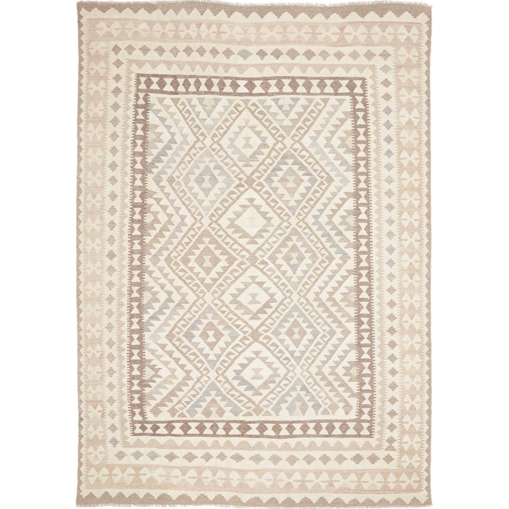 Tappeto Kilim Afghanistan bianco marrone 201x291
