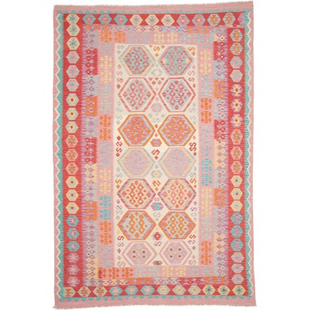 Tappeto Kilim Afghanistan beige rosso 201x303