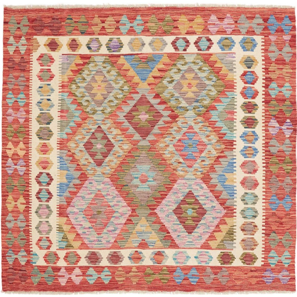 Tappeto Kilim Afghanistan marrone bianco 153x147