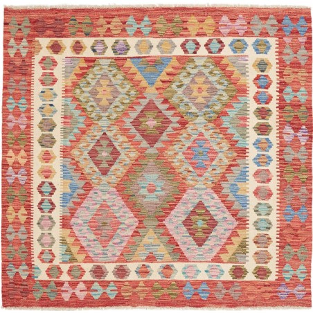 Tappeto Kilim Afghanistan marrone bianco 153x147