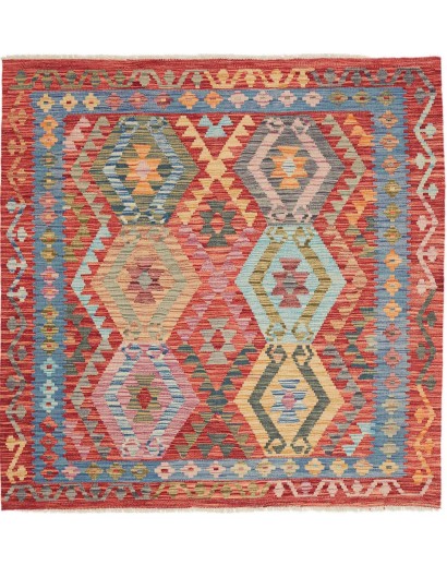 Tappeto Kilim Afghanistan marrone bianco 154x156