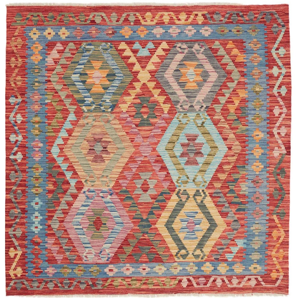 Tappeto Kilim Afghanistan marrone bianco 154x156