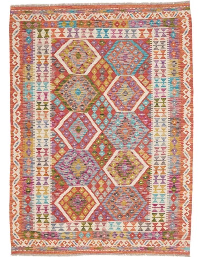 Tappeto Kilim Afghanistan marrone rosso 150x203