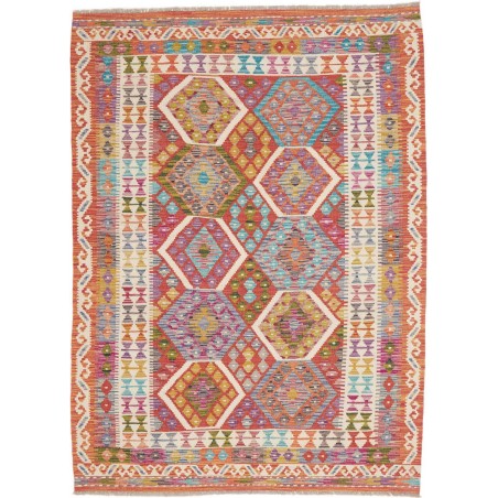 Tappeto Kilim Afghanistan marrone rosso 150x203