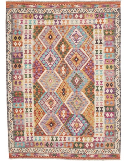 Tappeto Kilim Afghanistan marrone azzurro 150x206