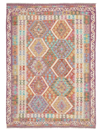 Tappeto Kilim Afghanistan marrone bianco 152x204