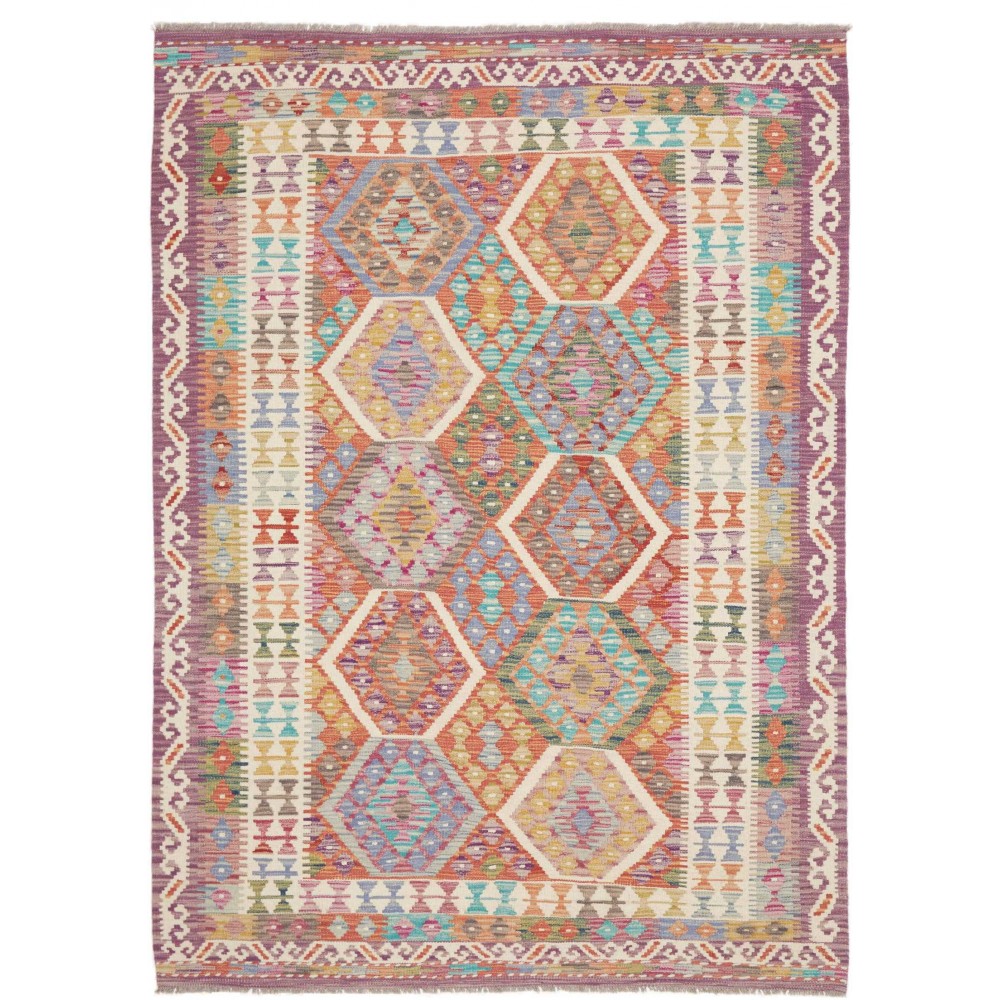 Tappeto Kilim Afghanistan marrone bianco 152x204