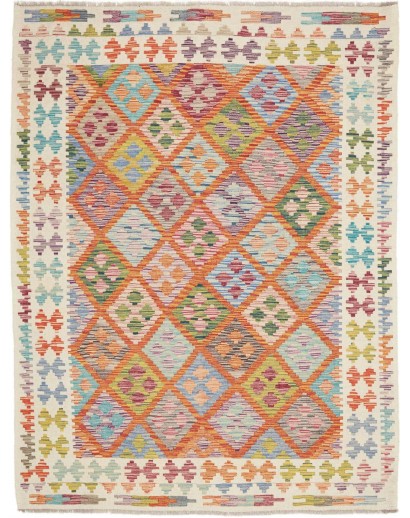 Tappeto Kilim Afghanistan beige marrone 154x202