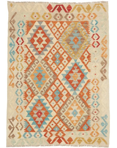 Tappeto Kilim Afghanistan marrone giallo 93x128