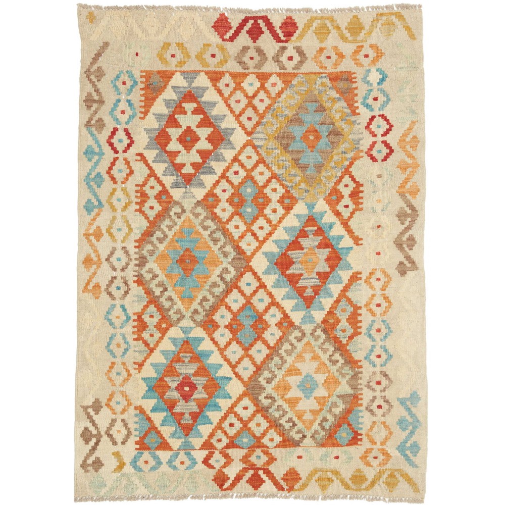 Tappeto Kilim Afghanistan marrone giallo 93x128