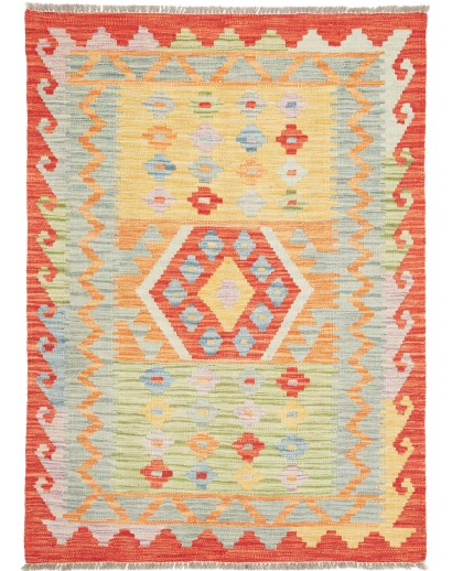 Tappeto Kilim Afghanistan marrone giallo 90x128