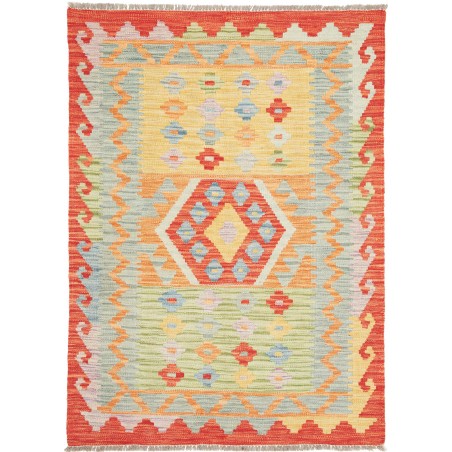 Tappeto Kilim Afghanistan marrone giallo 90x128