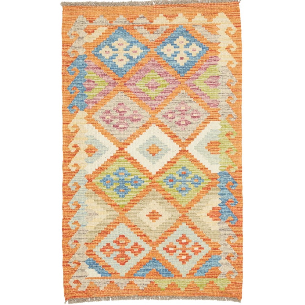 Tappeto Kilim Afghanistan marrone rosso 77x124