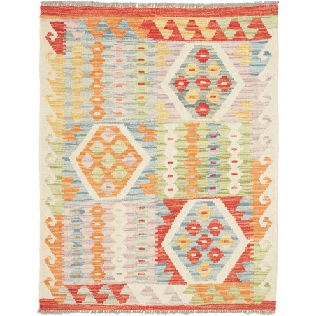 Tappeto Kilim Afghanistan bianco giallo 92x116