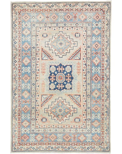 Tappeto Kazak Afghanistan beige azzurro 103x155