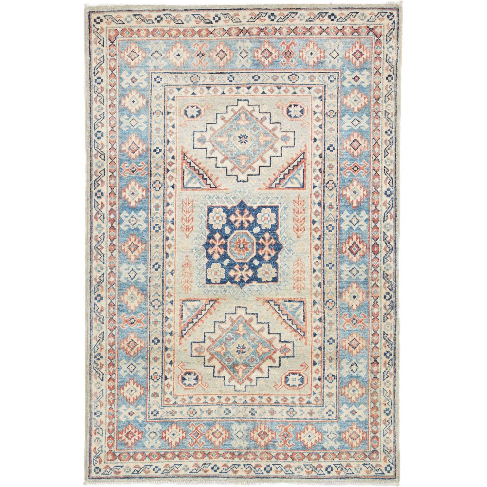Tappeto Kazak Afghanistan beige azzurro 103x155
