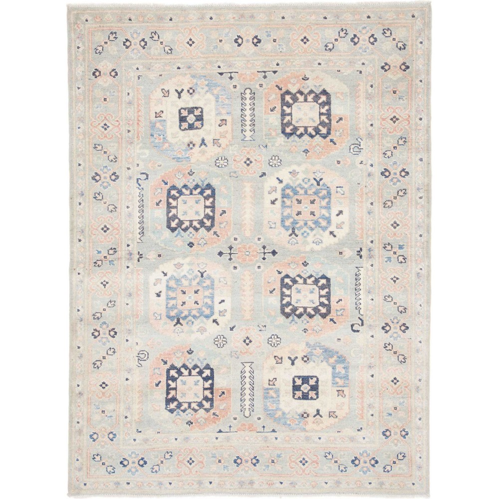 Tappeto Kazak Afghanistan bianco azzurro 124x165