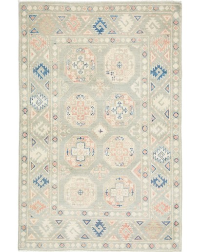 Tappeto Kazak Afghanistan bianco grigio 103x155