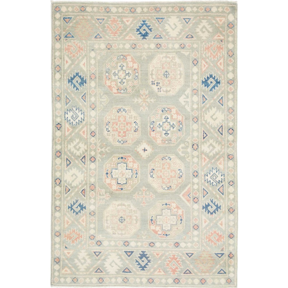 Tappeto Kazak Afghanistan bianco grigio 103x155
