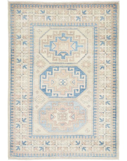 Tappeto Kazak Afghanistan bianco grigio 105x150