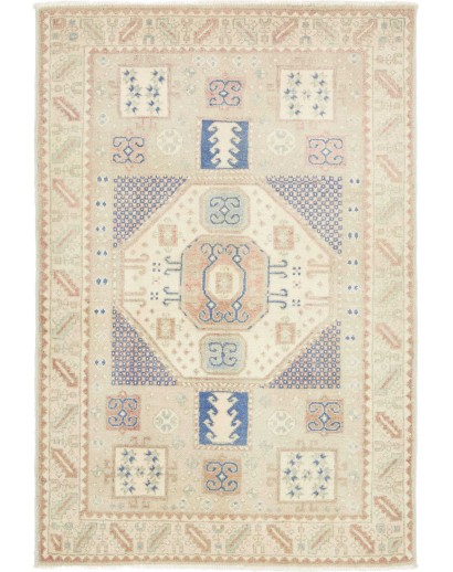 Tappeto Kazak Afghanistan bianco grigio 102x150