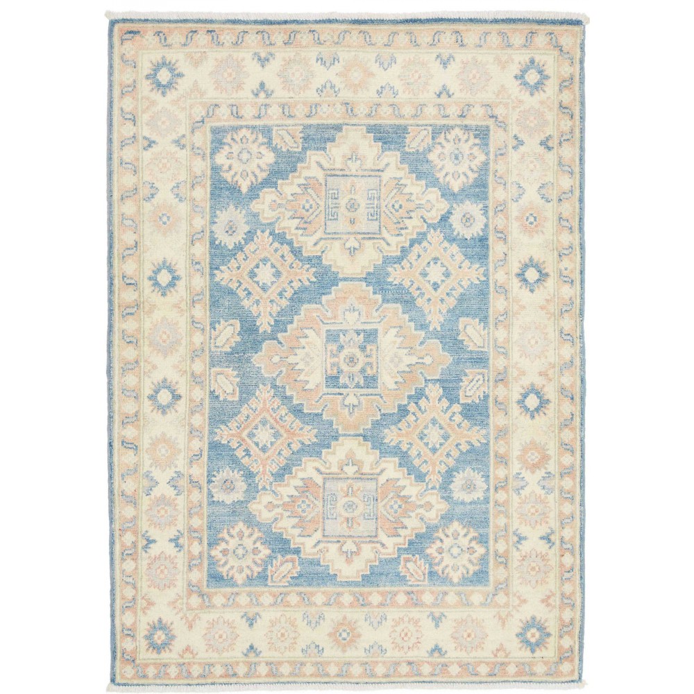 Tappeto Kazak Afghanistan bianco azzurro 104x149