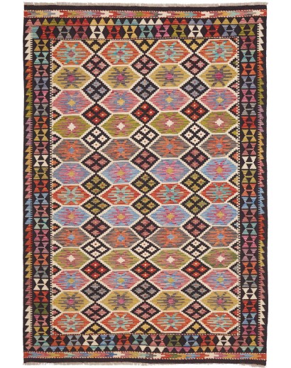 Tappeto Kilim Afghanistan marrone rosso 168x251