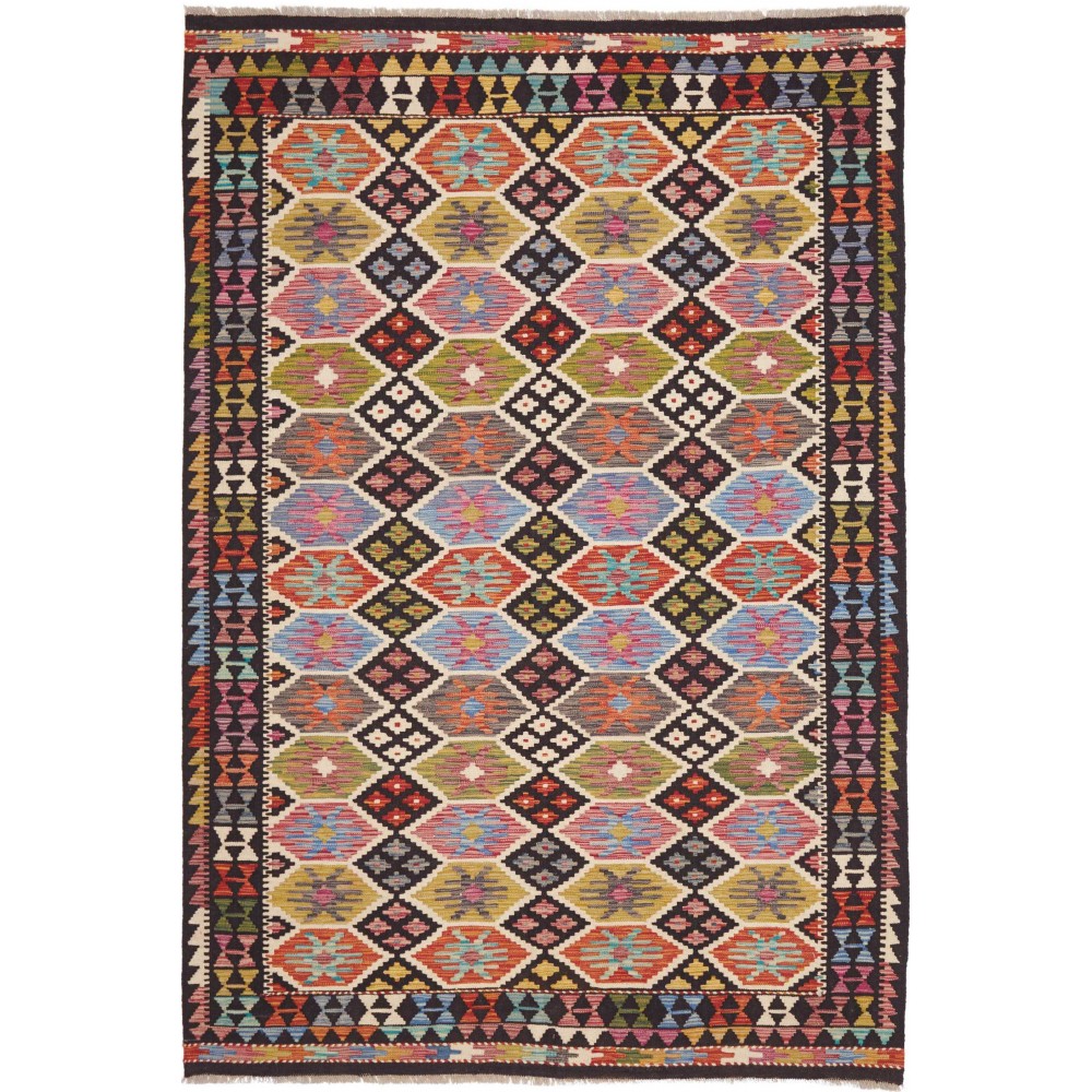 Tappeto Kilim Afghanistan marrone rosso 168x251