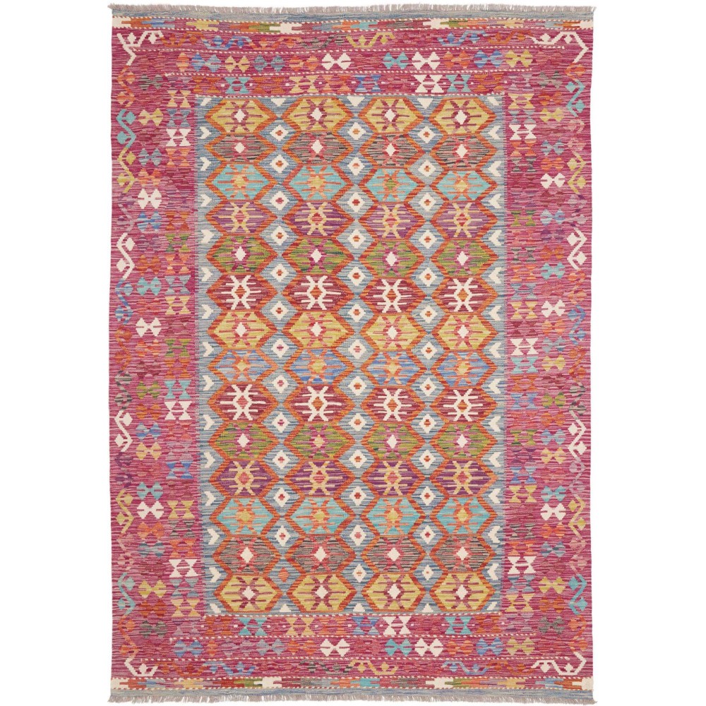 Tappeto Kilim Afghanistan marrone bianco 172x246