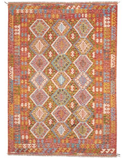 Tappeto Kilim Afghanistan arancione bianco 173x250