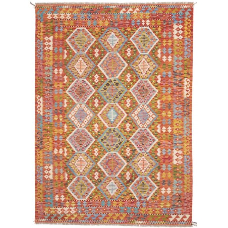 Tappeto Kilim Afghanistan arancione bianco 173x250