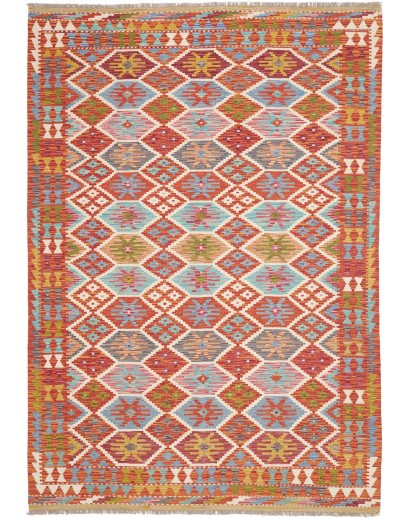 Tappeto Kilim Afghanistan rosso bianco 173x250