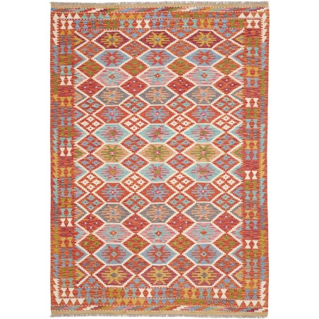Tappeto Kilim Afghanistan rosso bianco 173x250