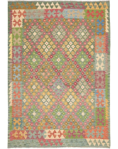 Tappeto Kilim Afghanistan marrone azzurro 176x247