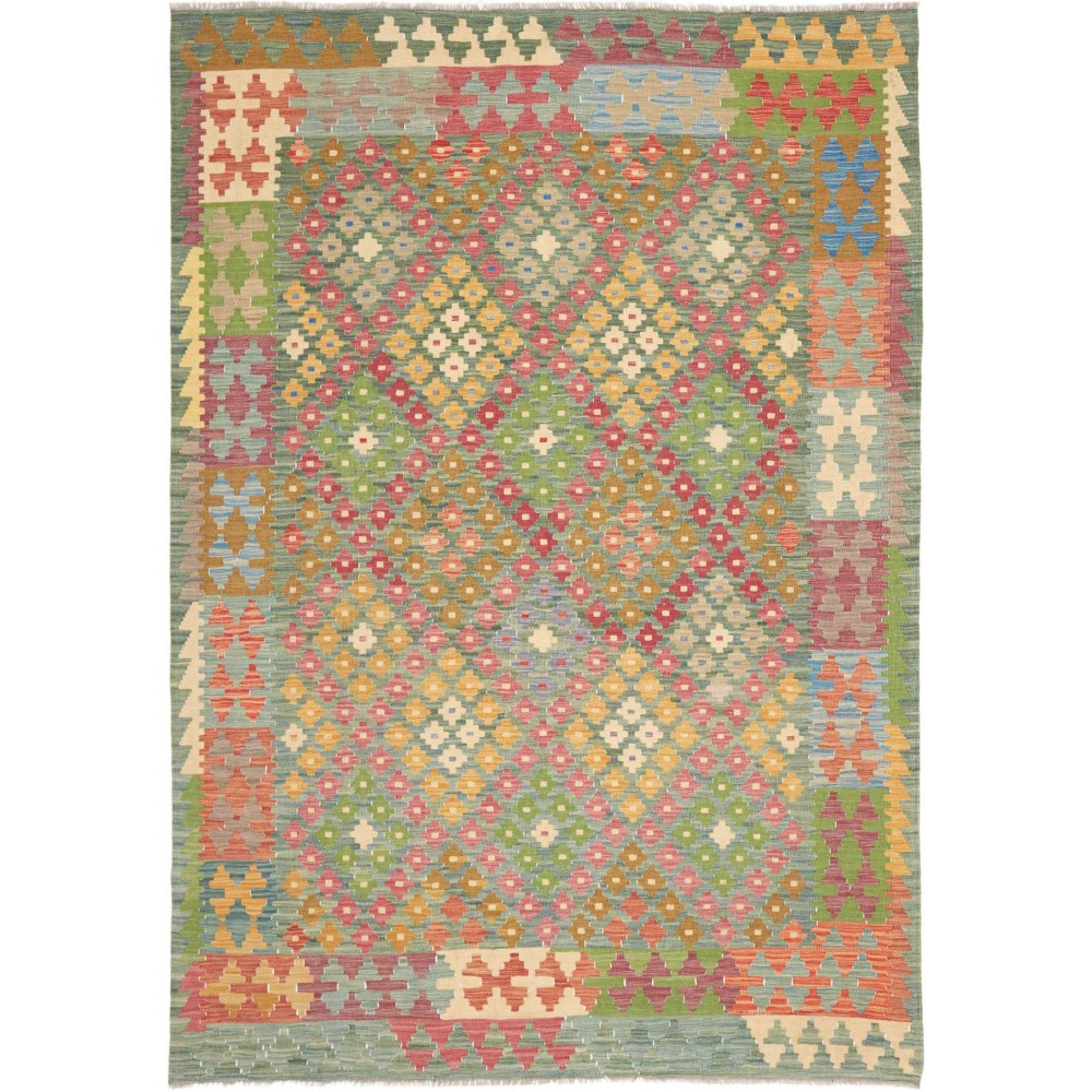Tappeto Kilim Afghanistan marrone azzurro 176x247