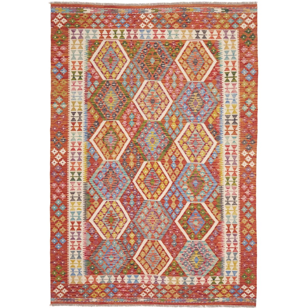 Tappeto Kilim Afghanistan marrone giallo 176x253